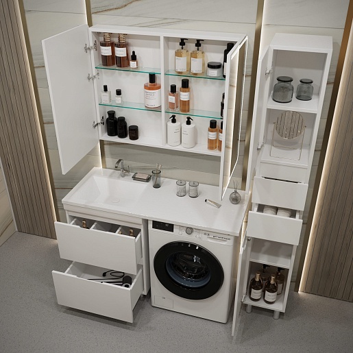 Stella Polare Мебель с раковиной под стиральную машину Мадлен Памелла 120 L белая – картинка-3